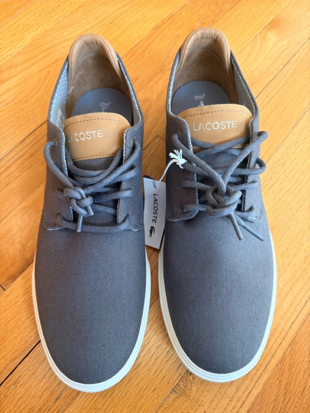 Lacoste Men's Casual Canvas Esparre Sneakers in Gray with Tan Accent